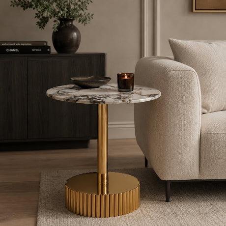 White Marble-Patterned End Table | OROA