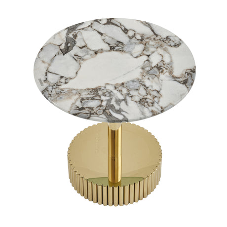 White Marble-Patterned End Table | OROA