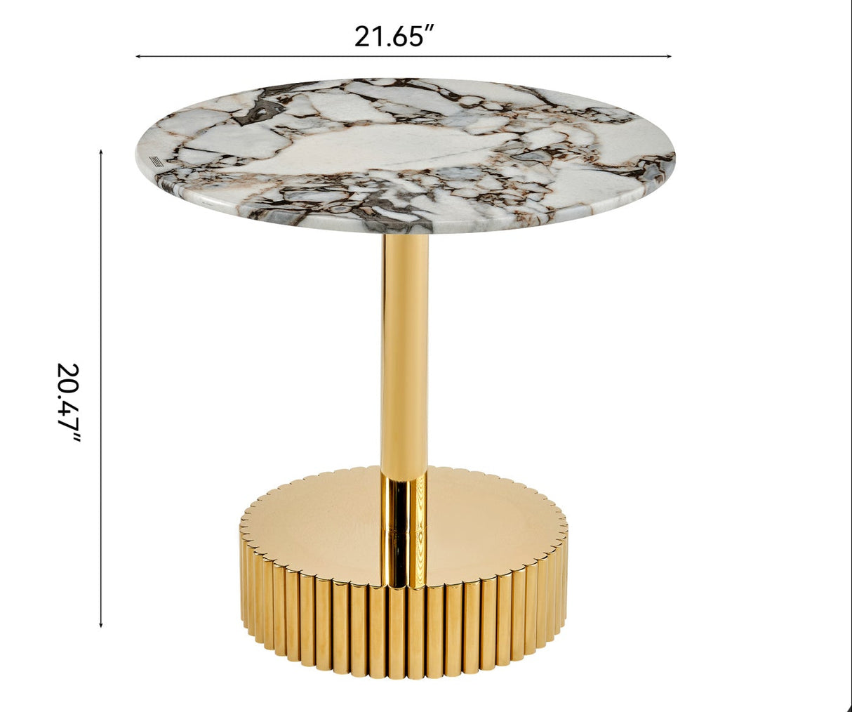 White Marble-Patterned End Table | OROA