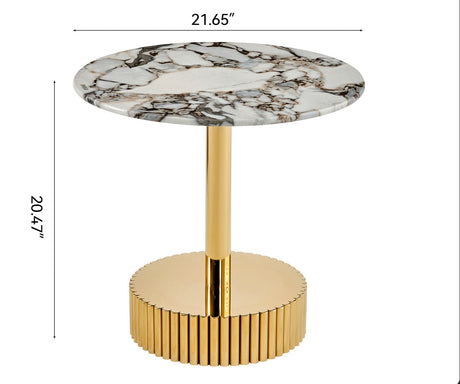 White Marble-Patterned End Table | OROA