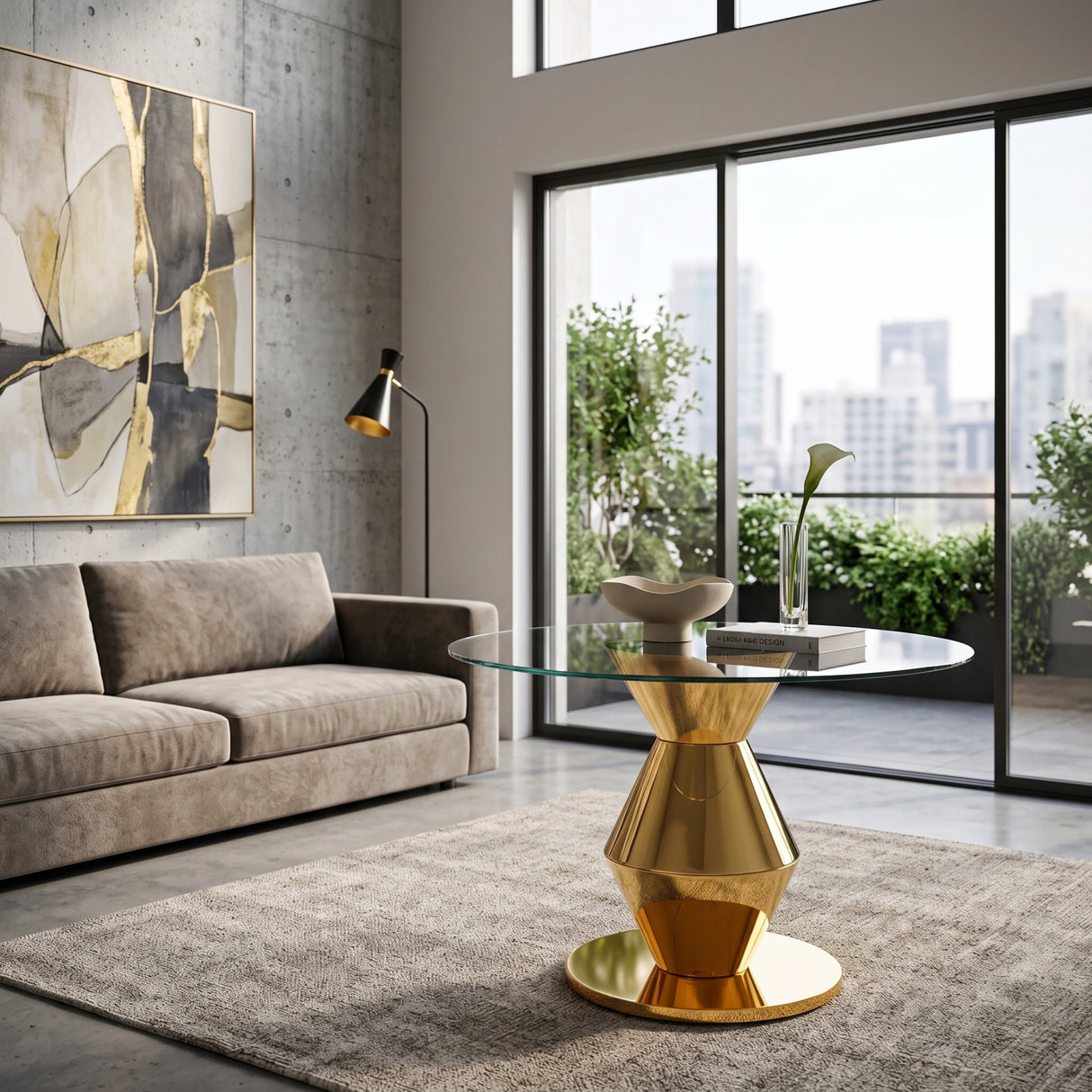 Modern Gold Round Dining Table | OROA