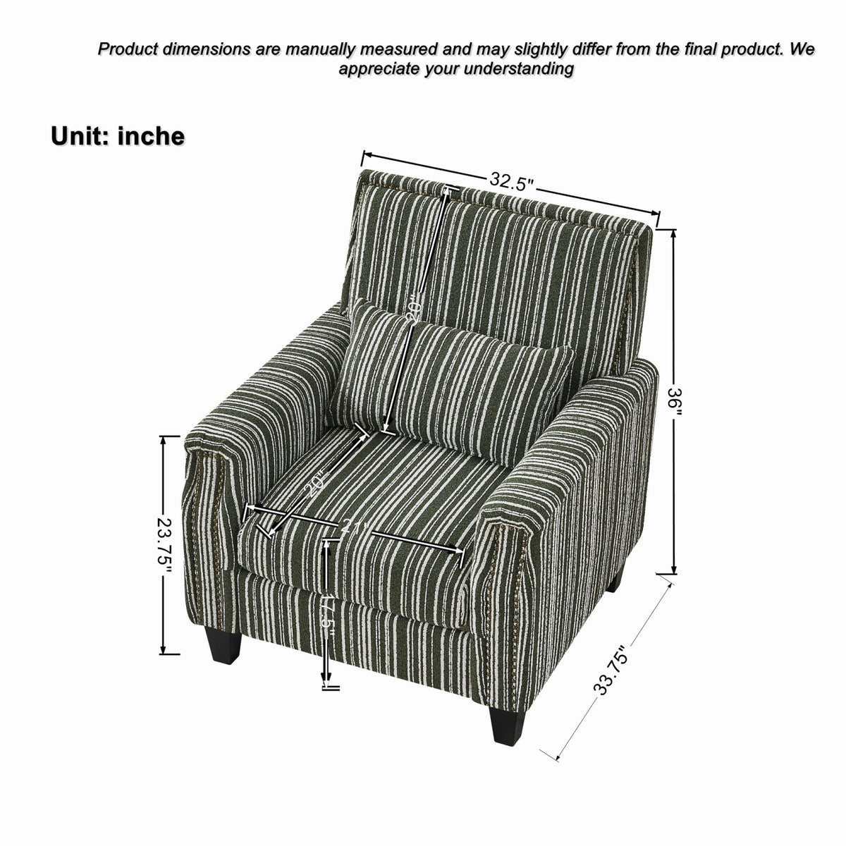 Green and White Striped Armchair | OROA