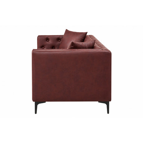 Modern European furniture - Wine Red Mid-Century Modern Tech Fabric Sofa - www.oroa.com