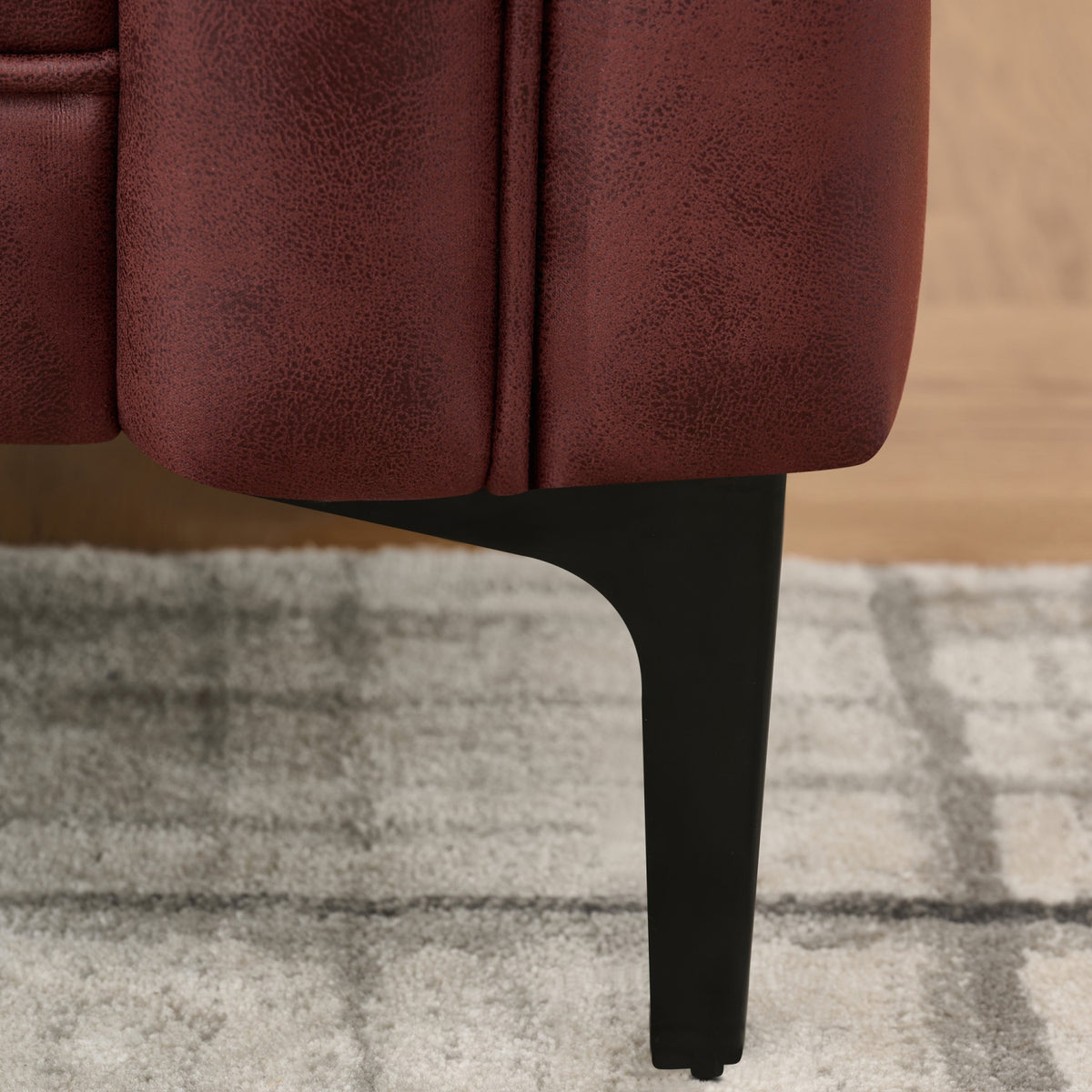 Modern European furniture - Wine Red Mid-Century Modern Tech Fabric Sofa - www.oroa.com