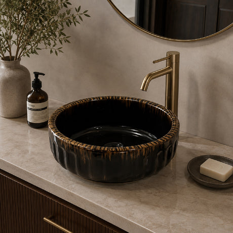 Black Round Vessel Sink | OROA