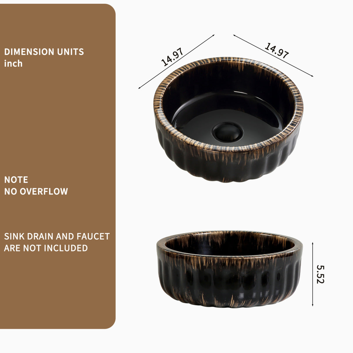 Black Round Vessel Sink | OROA
