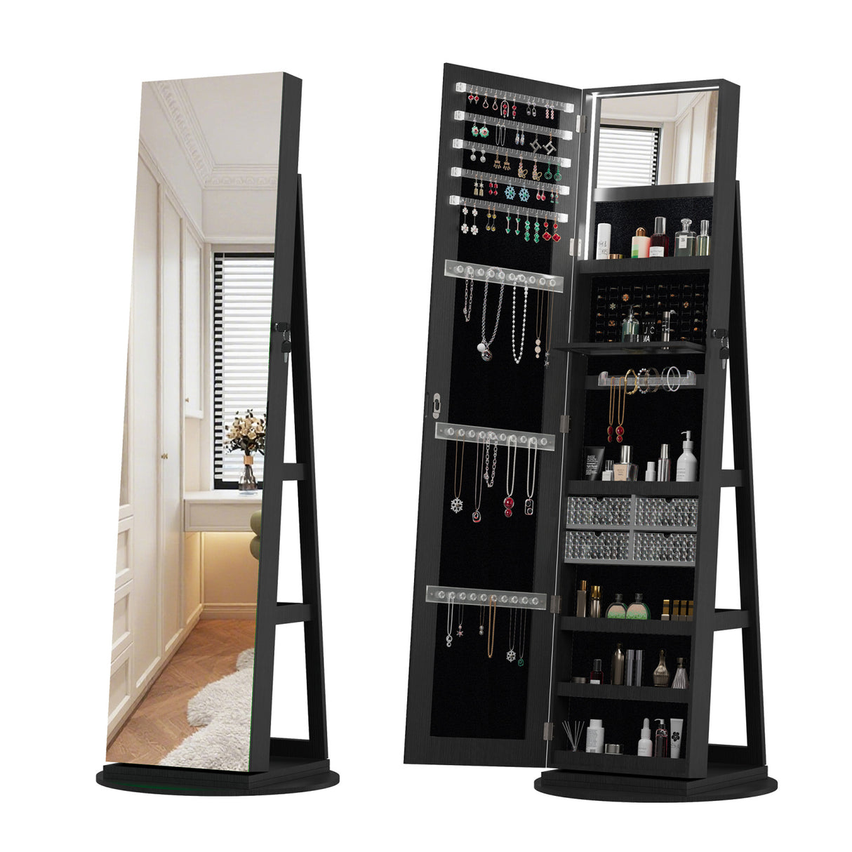 360°Swivel Jewelry Cabinet with Full Length Mirror | OROA