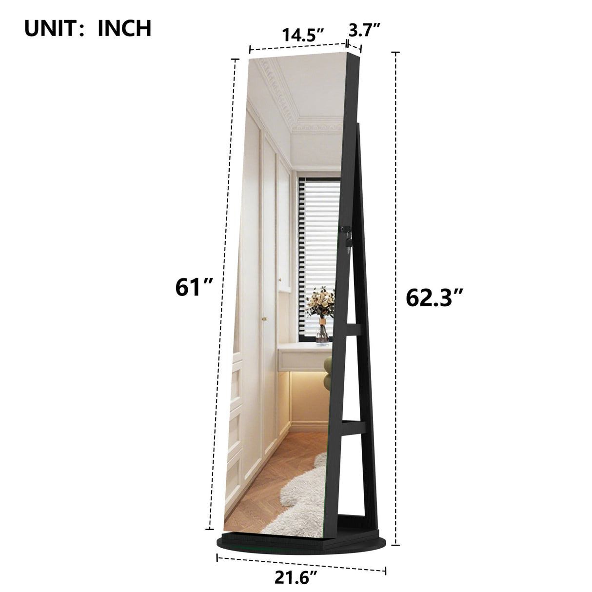 360°Swivel Jewelry Cabinet with Full Length Mirror | OROA