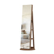 Modern European furniture - Walnut Rotating Jewelry Armoire with Full-Length Mirror - www.oroa.com