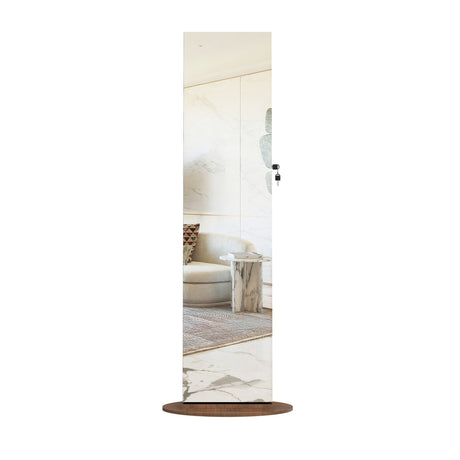 Modern European furniture - Walnut Rotating Jewelry Armoire with Full-Length Mirror - www.oroa.com
