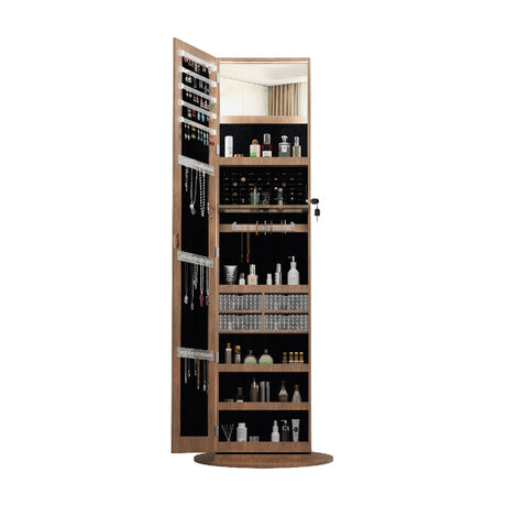 Modern European furniture - Walnut Rotating Jewelry Armoire with Full-Length Mirror - www.oroa.com