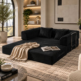 Black Corduroy Convertible Sleeper Floor Sofa Bed | OROA