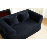Black Corduroy Convertible Sleeper Floor Sofa Bed | OROA