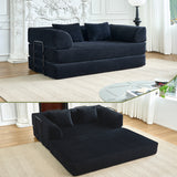 Black Corduroy Convertible Sleeper Floor Sofa Bed | OROA