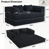 Black Corduroy Convertible Sleeper Floor Sofa Bed | OROA