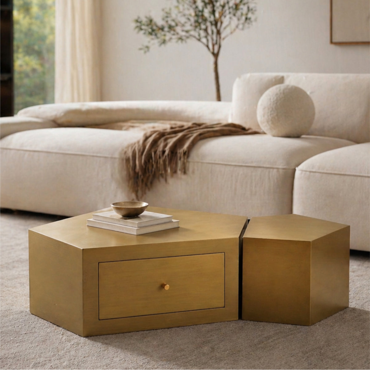 Gold Geometric Coffee Tables (2) | OROA