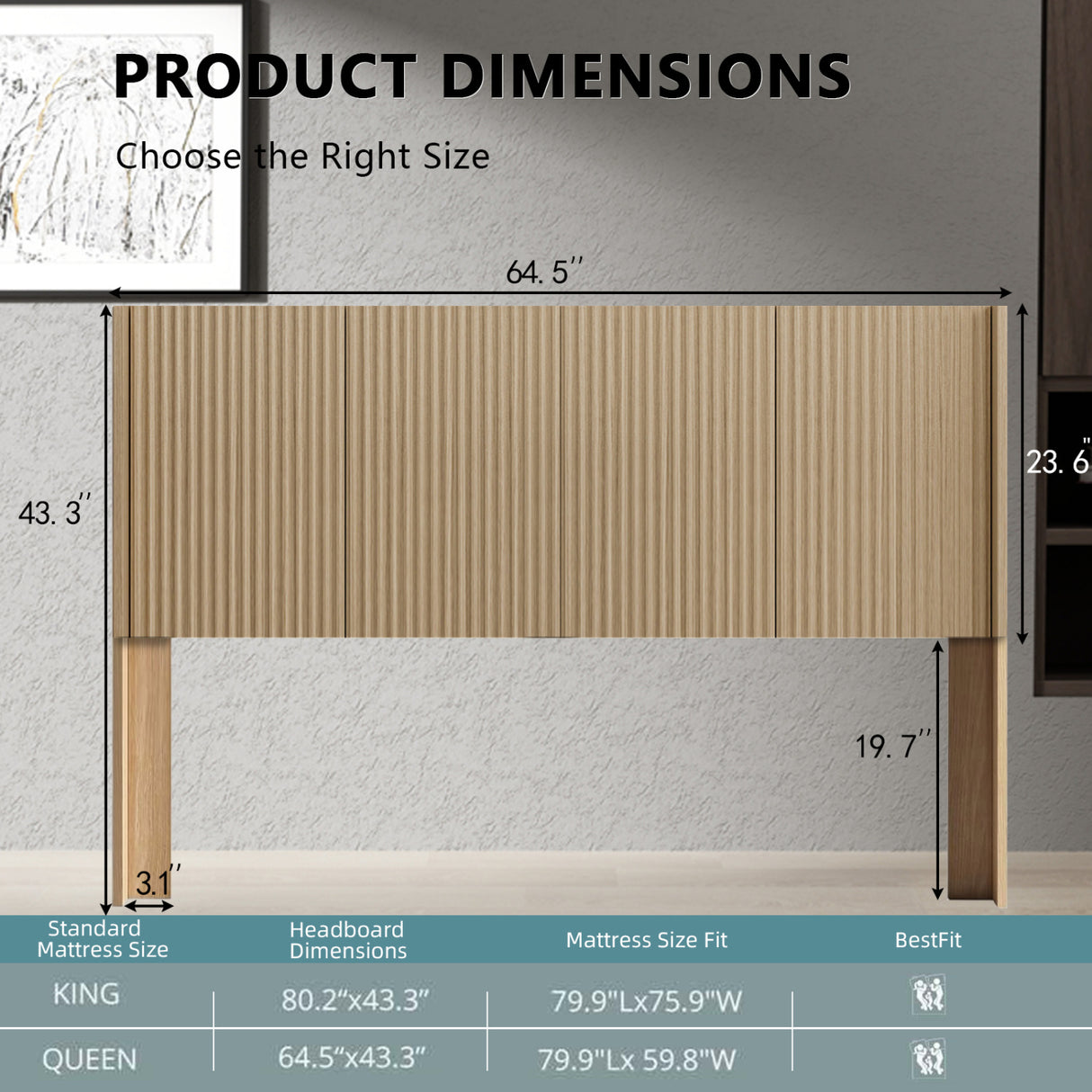 Modern Farmhouse Wood Queen Headboard | OROA