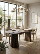 Modern Walnut Oval Extendable Dining Table | OROA