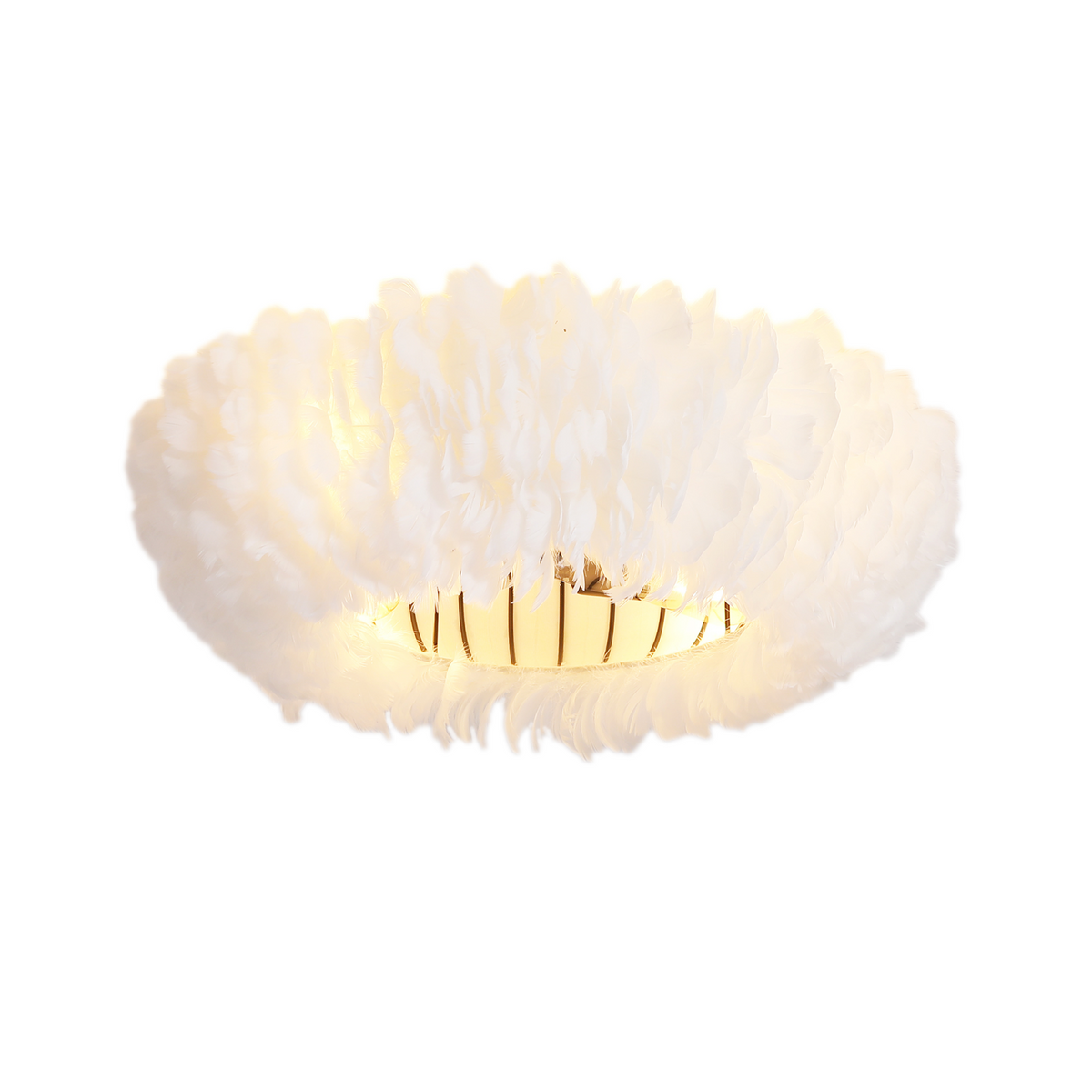 Modern European furniture - Feather-Dressed Caged Ceiling Lamp with Fan - www.oroa.com