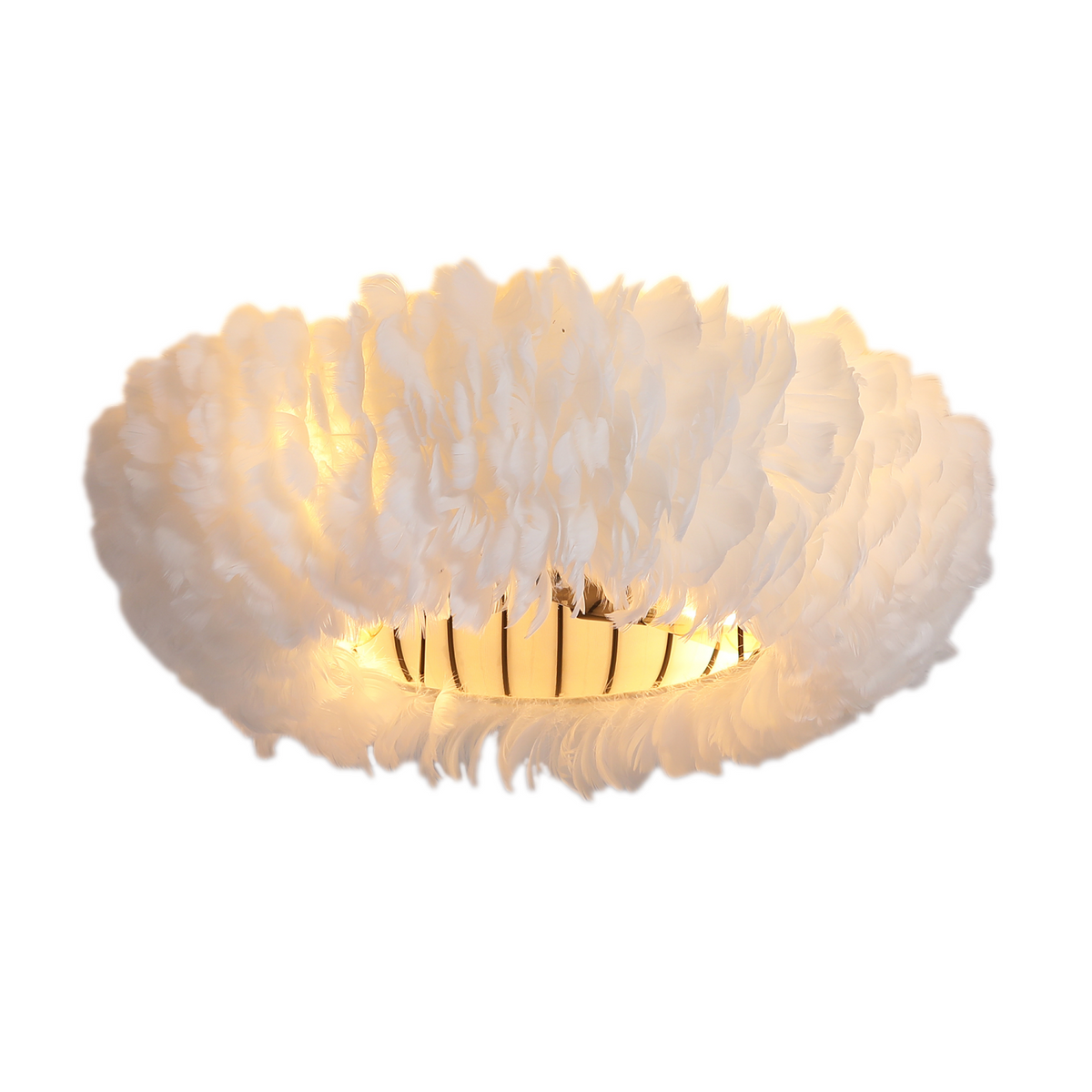 Modern European furniture - Feather-Dressed Caged Ceiling Lamp with Fan - www.oroa.com