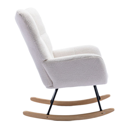 Teddy Fabric Wingback Nursery Rocking Chair | OROA Kids