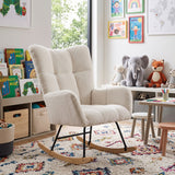 Teddy Fabric Wingback Nursery Rocking Chair | OROA Kids