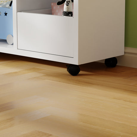 Rolling White Toy Storage Cabinet | OROA Kids