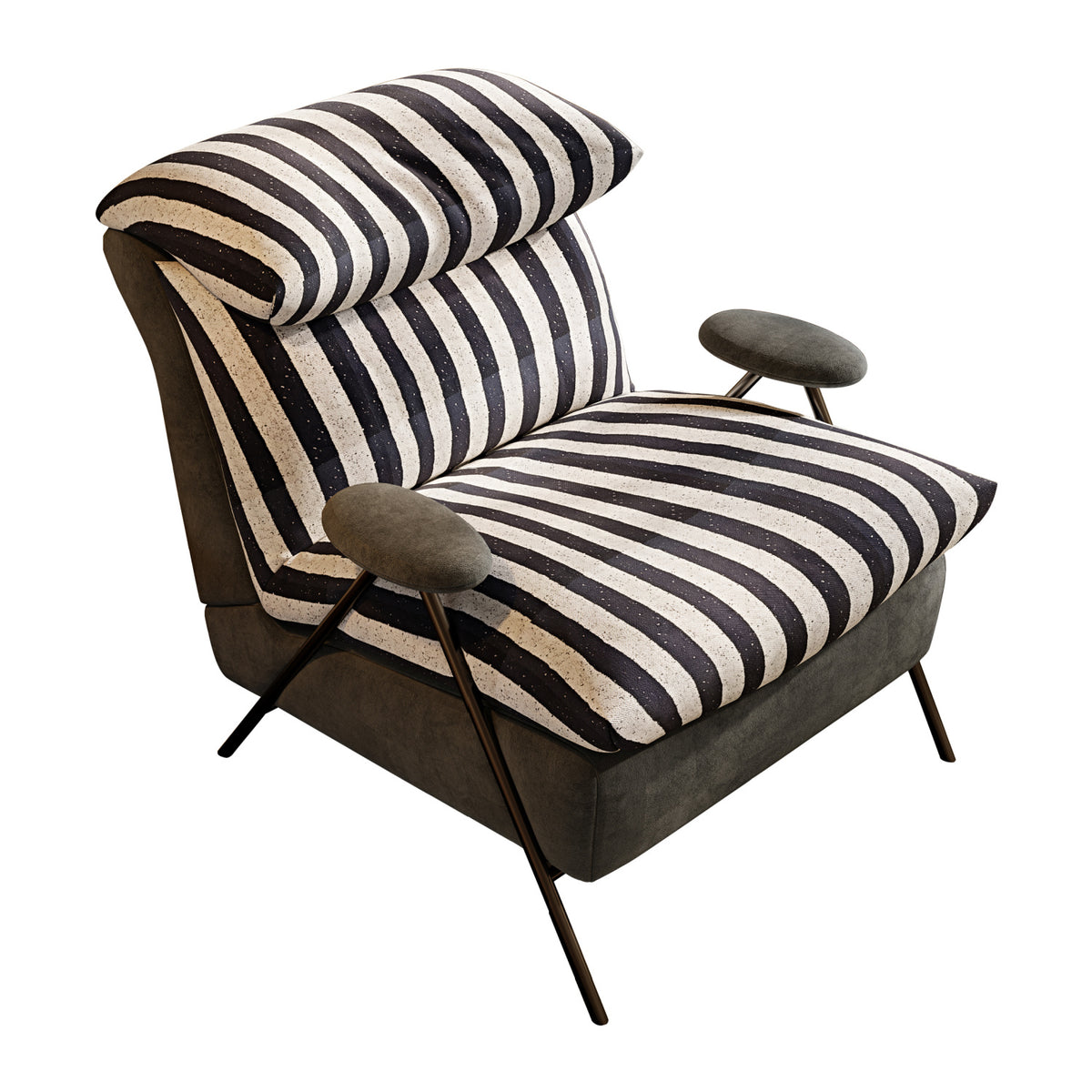 Minimalist Gray Striped Velvet Accent Chair | OROA