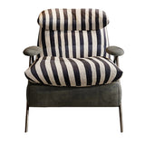 Minimalist Gray Striped Velvet Accent Chair | OROA