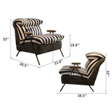 Minimalist Gray Striped Velvet Accent Chair | OROA