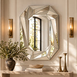 Silver Diamond-Shaped Frameless Beveled Wall Mirror | OROA