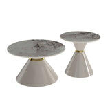 Khaki & Gold Sintered Stone Coffee Table Set (2) | OROA