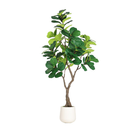 Modern European furniture - 6' Artificial Fiddle Leaf Fig Tree in White Pot - www.oroa.com