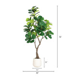 Modern European furniture - 6' Artificial Fiddle Leaf Fig Tree in White Pot - www.oroa.com