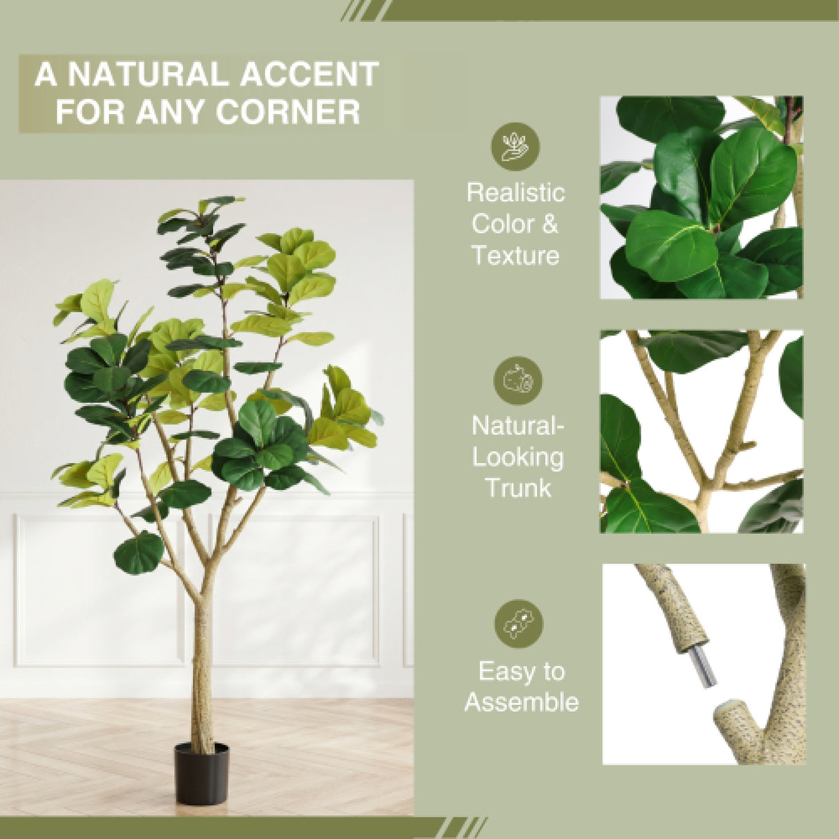 Modern European furniture - 7-Foot Artificial Fiddle Leaf Fig Tree in Black Pot - www.oroa.com