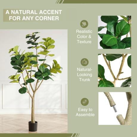 Modern European furniture - 7-Foot Artificial Fiddle Leaf Fig Tree in Black Pot - www.oroa.com