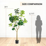 Modern European furniture - 7-Foot Artificial Fiddle Leaf Fig Tree in Black Pot - www.oroa.com