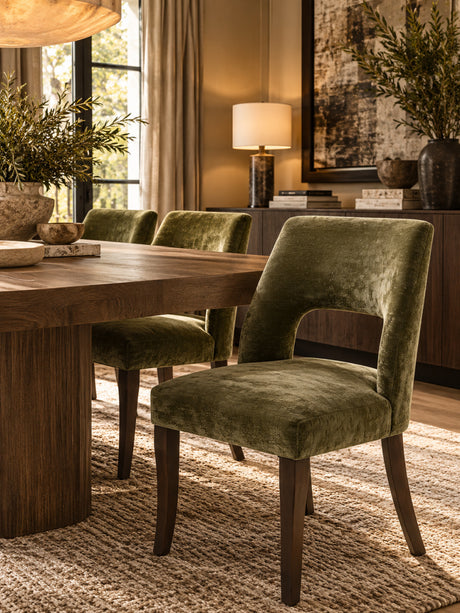 Green Chenille Tufted Dining Chairs (2) | OROA