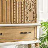 Arched Floral Carved Accent Sideboard Cabinet | OROA