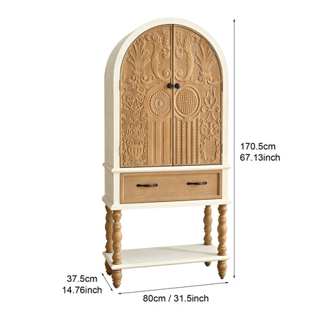 Arched Floral Carved Accent Sideboard Cabinet | OROA