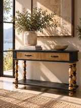 Modern European furniture - Rustic Solid Wooden Carved Console Table - www.oroa.com