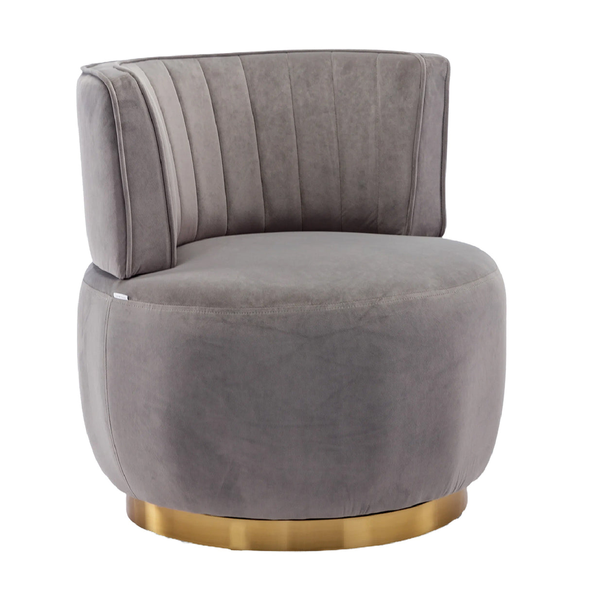 Gray Fluffy Velvet Swivel Barrel Chair | OROA