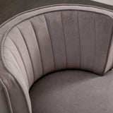 Gray Fluffy Velvet Swivel Barrel Chair | OROA