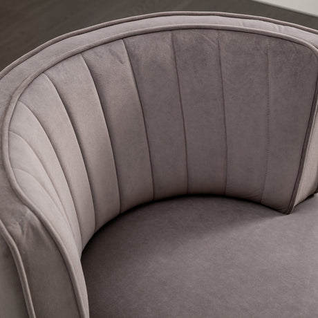 Gray Fluffy Velvet Swivel Barrel Chair | OROA