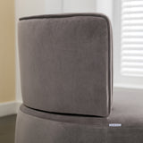 Gray Fluffy Velvet Swivel Barrel Chair | OROA