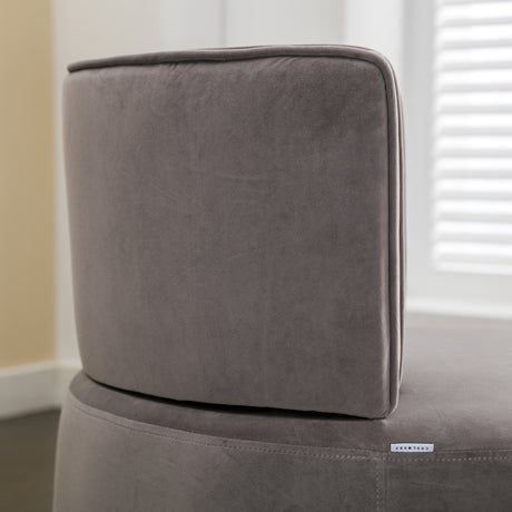 Gray Fluffy Velvet Swivel Barrel Chair | OROA