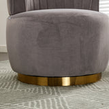 Gray Fluffy Velvet Swivel Barrel Chair | OROA