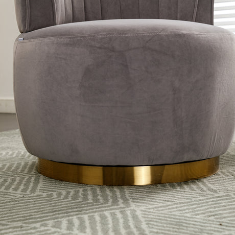 Gray Fluffy Velvet Swivel Barrel Chair | OROA