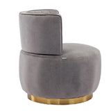 Gray Fluffy Velvet Swivel Barrel Chair | OROA