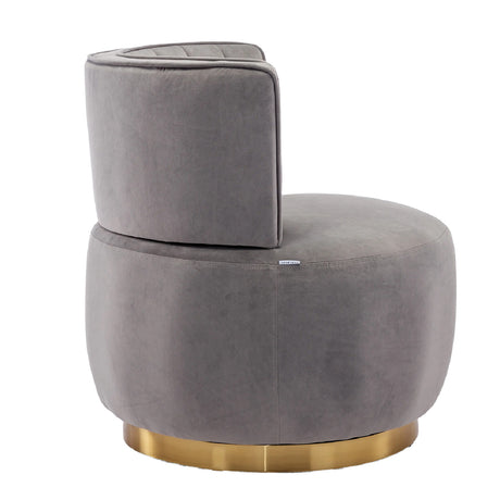 Gray Fluffy Velvet Swivel Barrel Chair | OROA